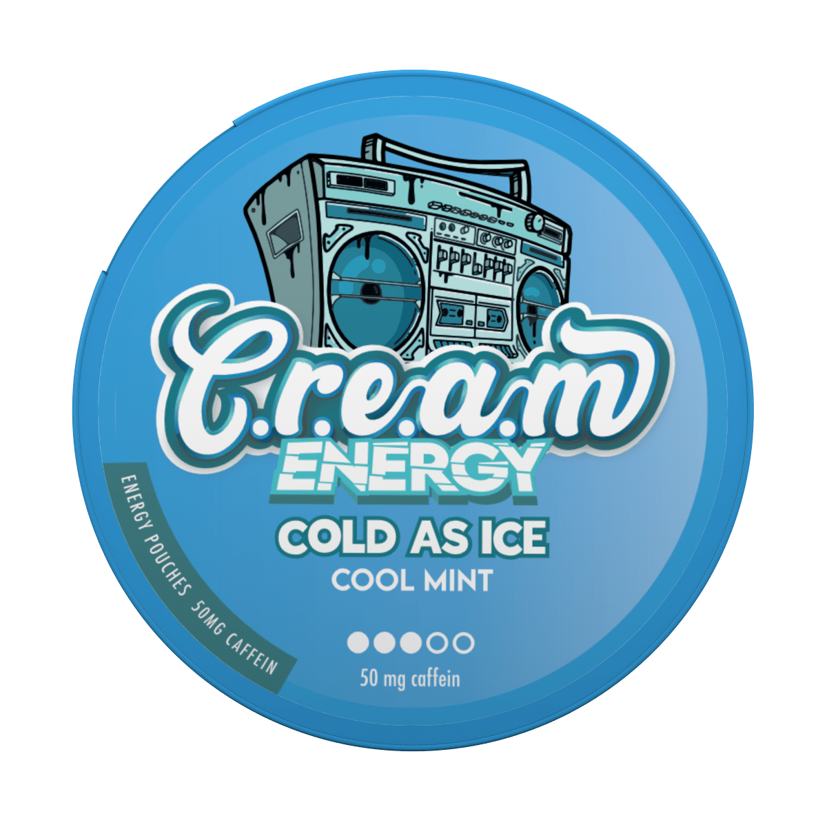 Cream ENERGY Cold As Ice 50 mg caffeine pouches — front of can
