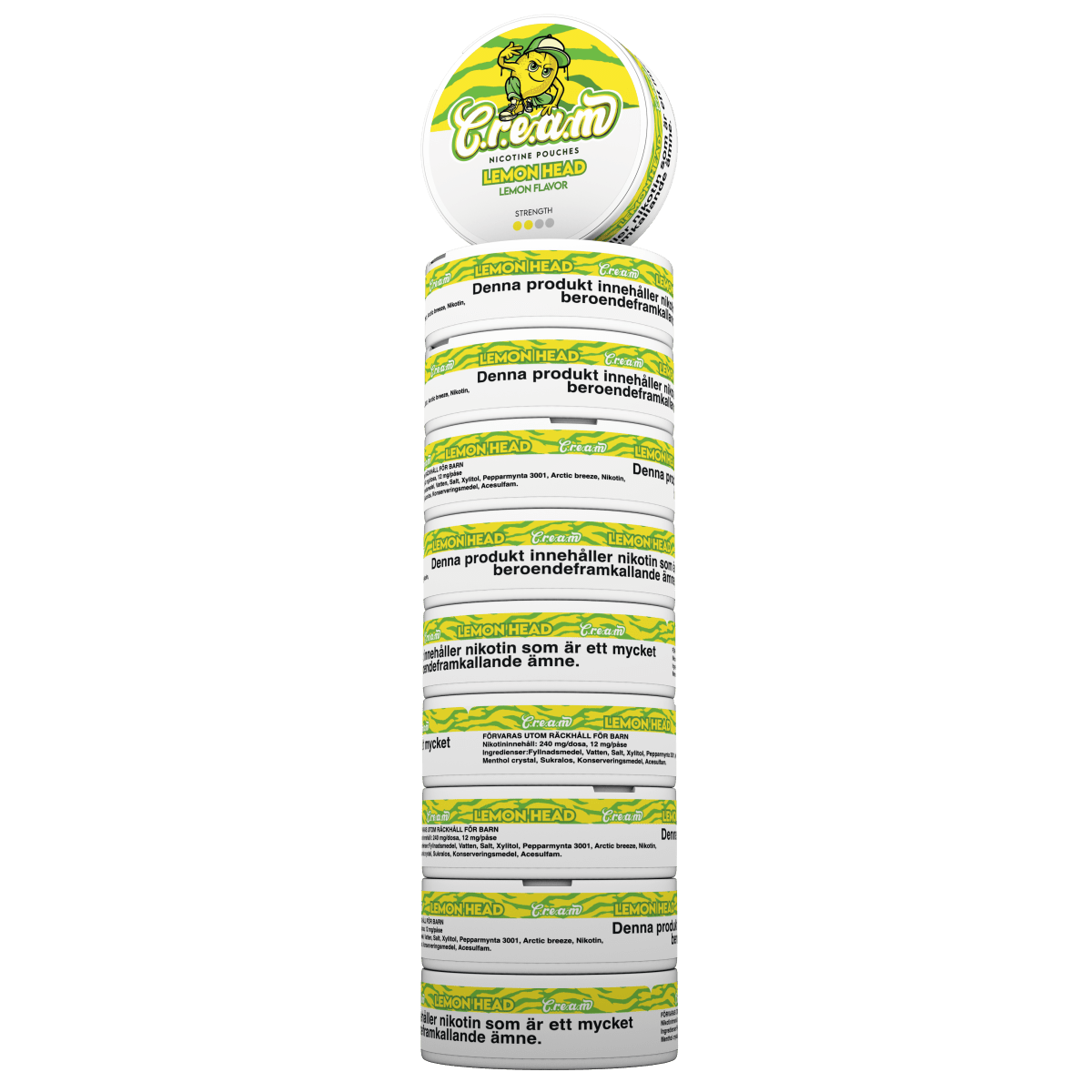 Hand holding Lemon Head Light 4 mg lemon nicotine pouches